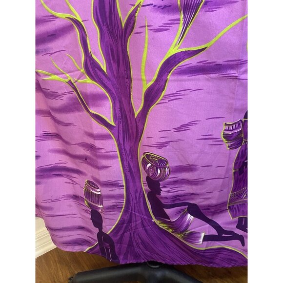 Vtg Metropolitan Purple African OS House Dress Kaftan V Neck Mrs. Roper Muumuu - Picture 12 of 16